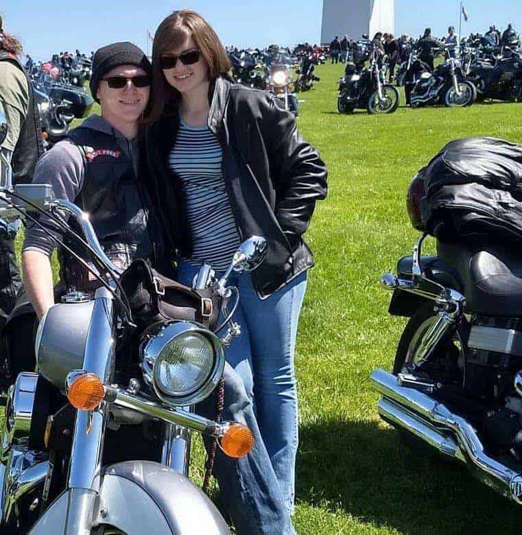 Derek and Kacie with their motorcycle