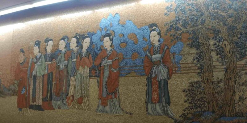 Traditional Chinese Mural in subway station