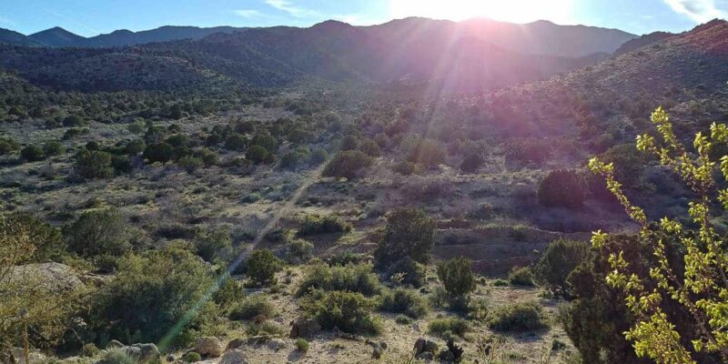 Sunset over the desert hills of Arizona