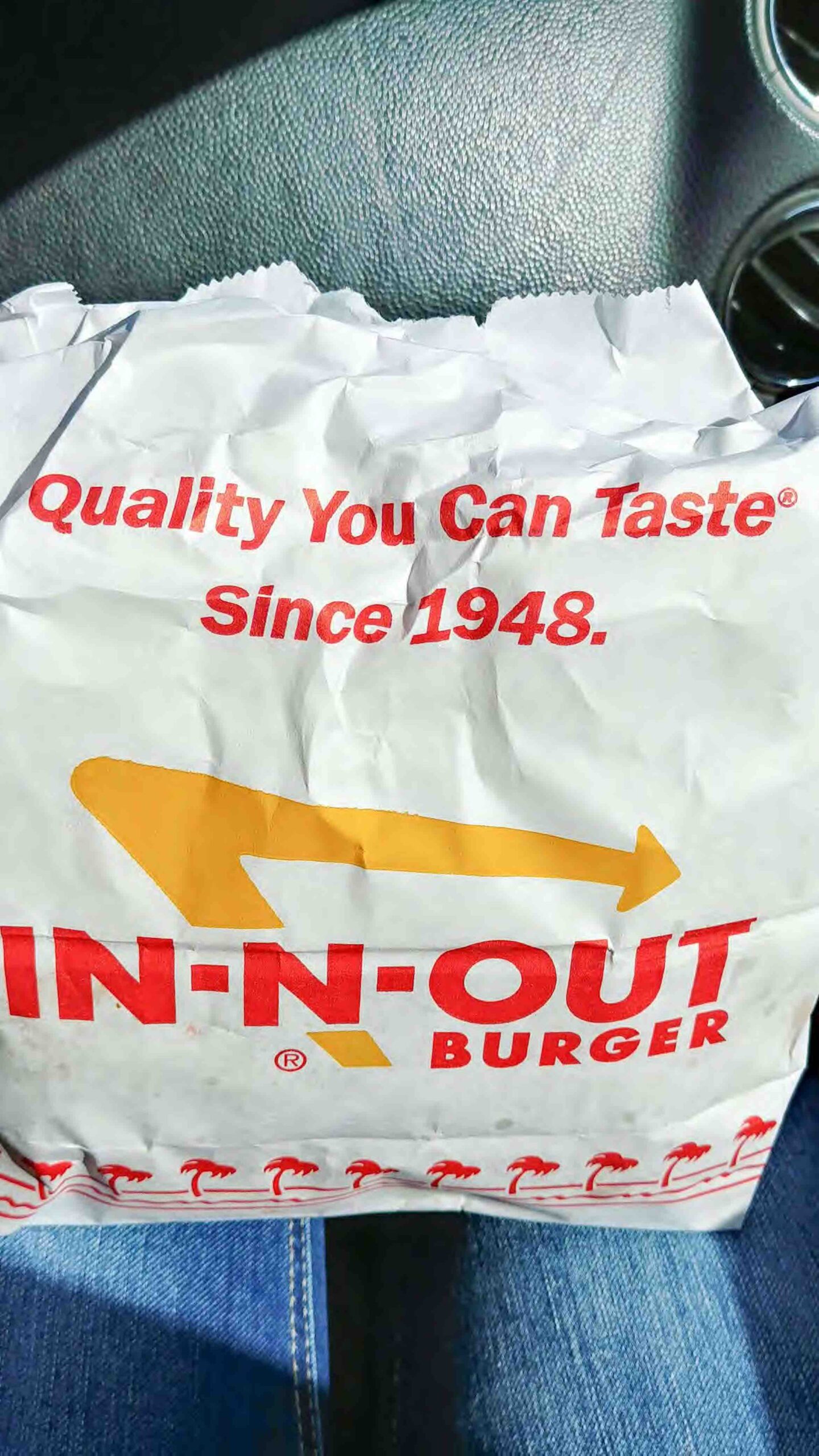 In-n-Out Burger takeout bag