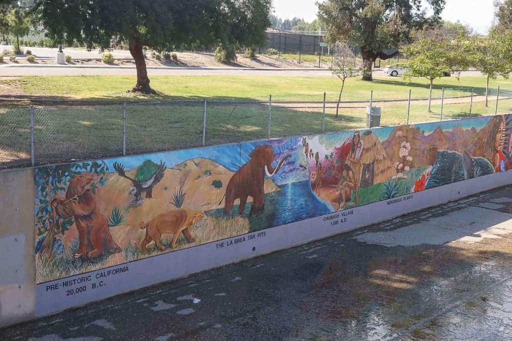 The beginning of the Great Wall of Los Angeles mural