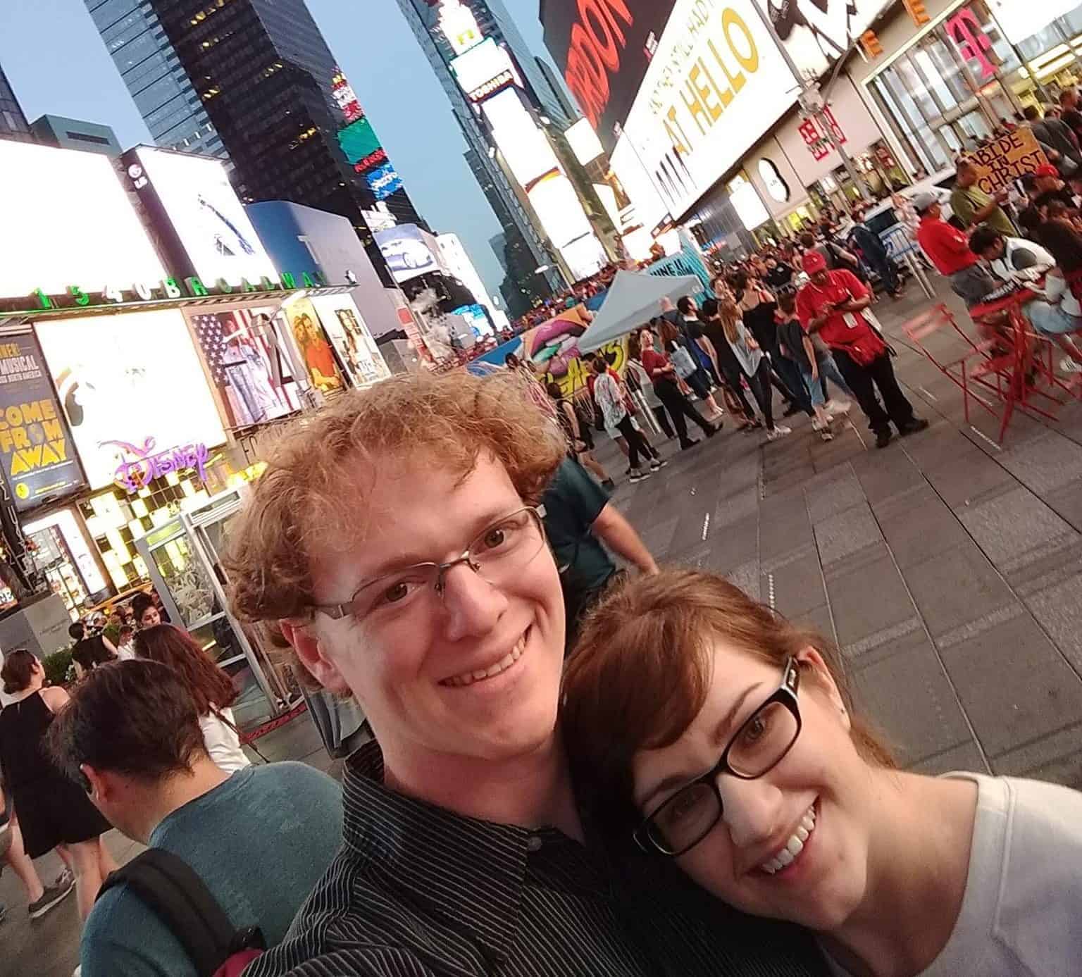 Derek and Kacie at Time's Square, New York City