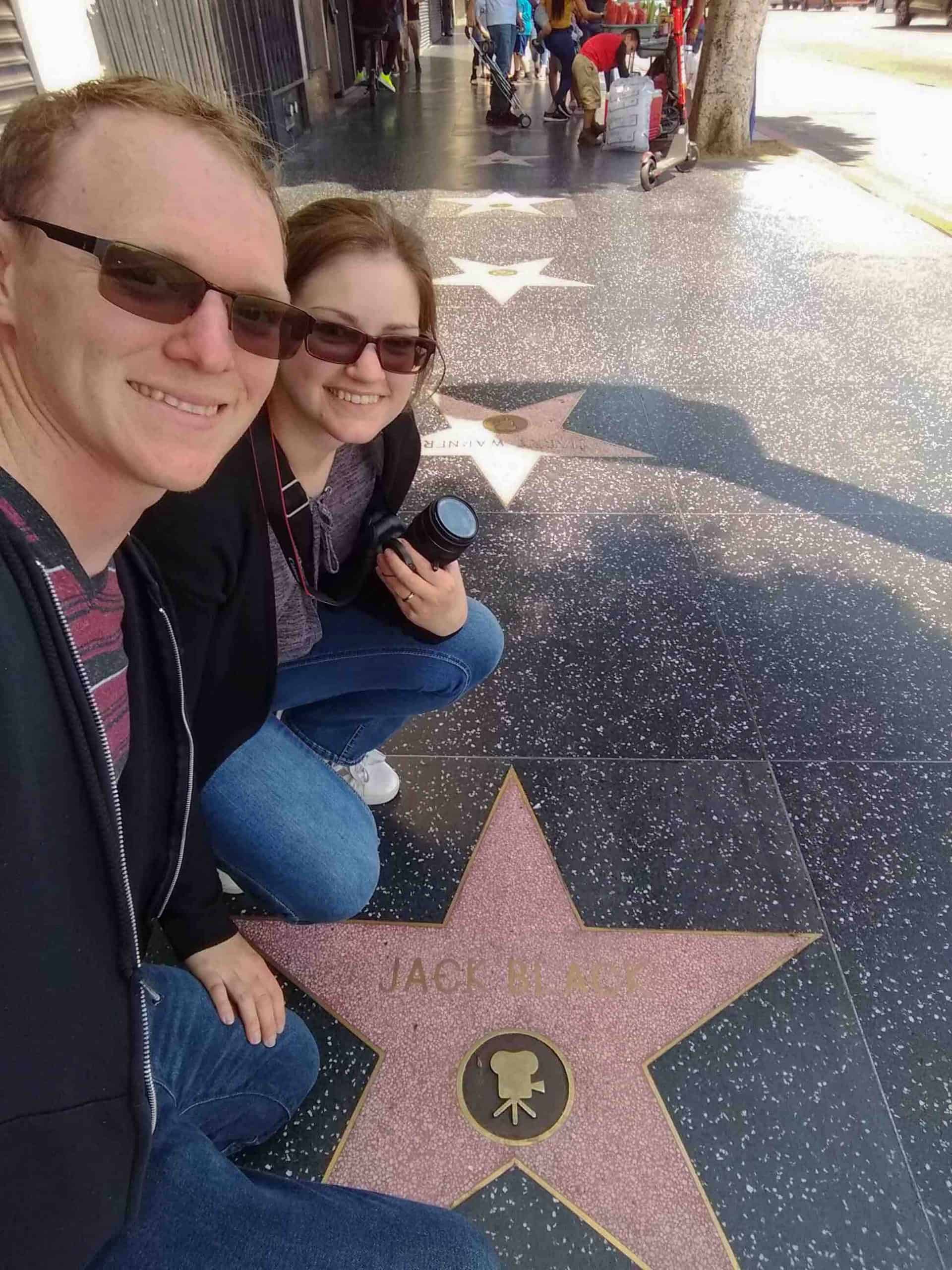 Derek and Kacie at the Hollywood Walk of Fame with Jack Black's star