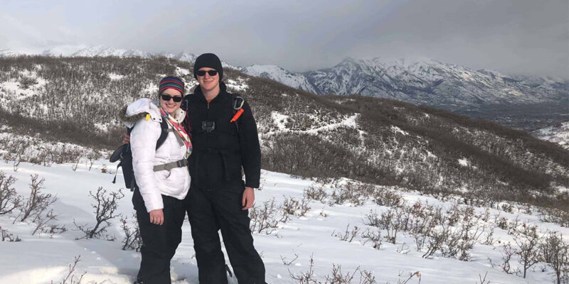 Derek and Kacie on a snowy mountain in Draper, UT